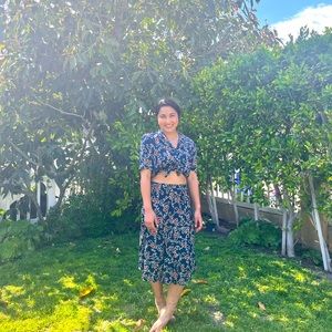 Vintage Two-piece Batik print Top and Skirt